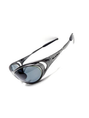 Bolle Boomslang Silver Mirror Metallic Gunmetal Gray Wrap Men’s Sport Sunglasses